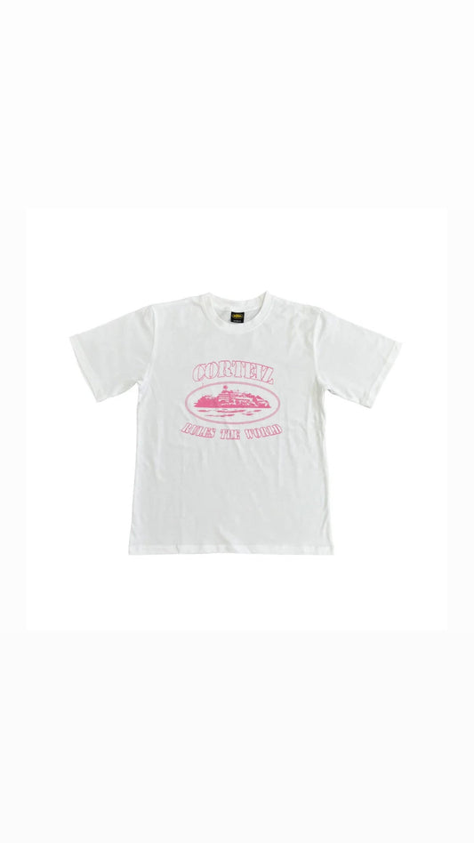 Tshirt Corteiz Rose Blanc