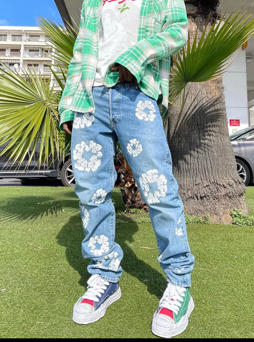 Baggy Bleu Peint Pantalon 🌹