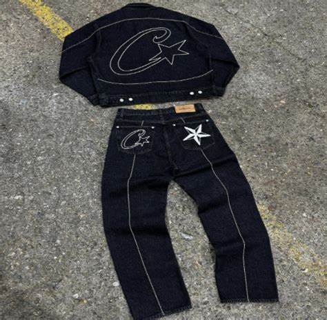 Corteiz C-Star Denim Jeans Noir Ensemble
